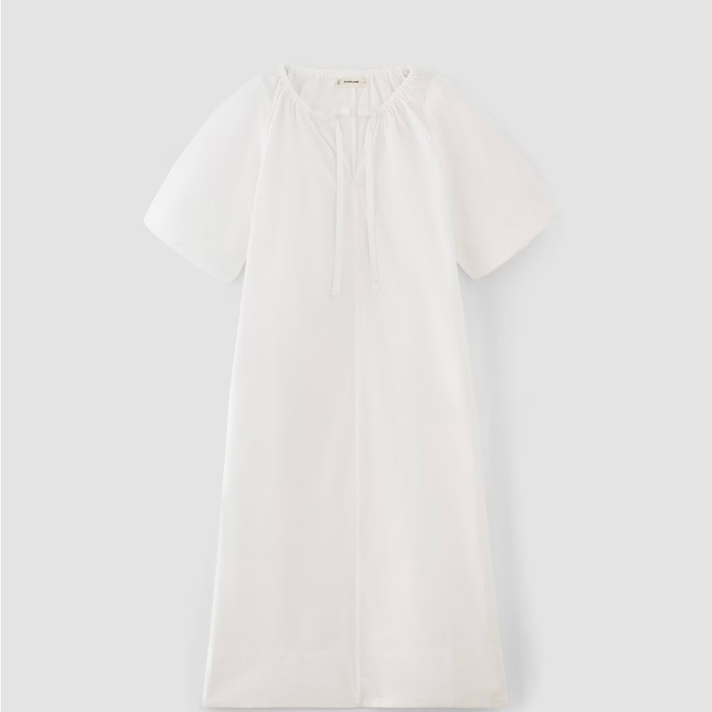 Everlane White The Supima Puff Sleeve Cotton Midi Dress